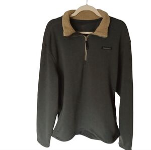Timberland Long Sleeve Pullover Quarter Zip Brown Knit Fabric Fleece Lining XXL